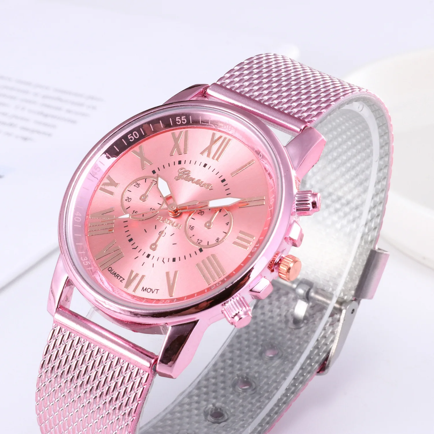 

New Style Geneva Watch Three-Eyed Double-Layer Soft Belt Quartz Watch Fashion Women's Watch Factory