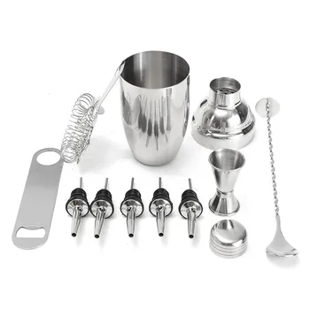 

11Pcs 550ml Cocktail Maker Set Shaker Glass Twisted Bar Wood Muddler Bartender Tool Set Home Bar Accessories
