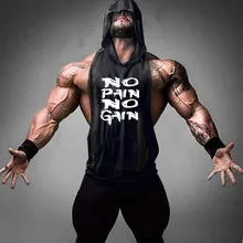 Брендовая одежда без боли, без усиления, бодибилдинг, Стрингер, спортивный топ, мужская майка для фитнеса, с капюшоном, без рукавов, Спортивная рубашка, жилет для бега