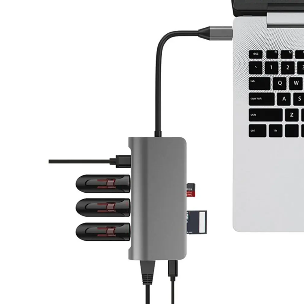 Usb C концентратор 8 в 1 взаимный обмен данными между компьютером и периферийными устройствами C адаптер к Hdmi с Ethernet Microsd/Sd устройство для чтения карт Профессиональный модная быстрая портативность
