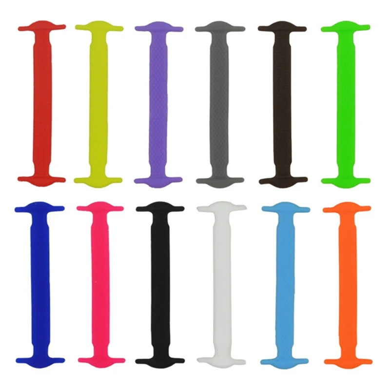 16pcs Lazy Elastic Silicone Shoelaces No Tie Running Sneakers Strings Shoe Laces