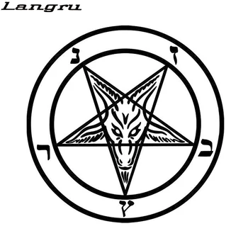 

Langru 15*15cm Goat Pentagram Helmet Vinyl Decal Car Window Sticker Jdm