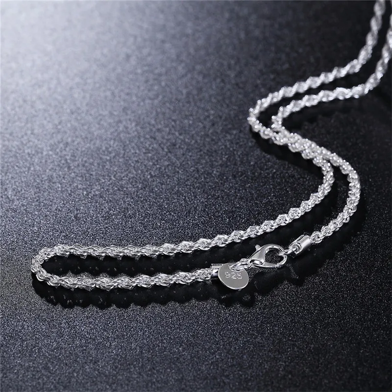Descuento Collar de plata 925 con giro de 3MM para hombre y mujer, cadena para hombre y mujer, regalos de joyería VRM8Apjx0nY