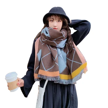 

High Quality Plaid Cashmere Scarf Women Thick Ladies Scarves Winter Poncho Classic Tassel Pashmina Shawls Women Blanket Tippet