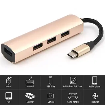 

High speed 4 Ports Aluminum USB HUB Type C/USB 3.0 Splitter USB-C Adapter for Macbook Pro Air Surface pro 6 Huawei matebook Hub