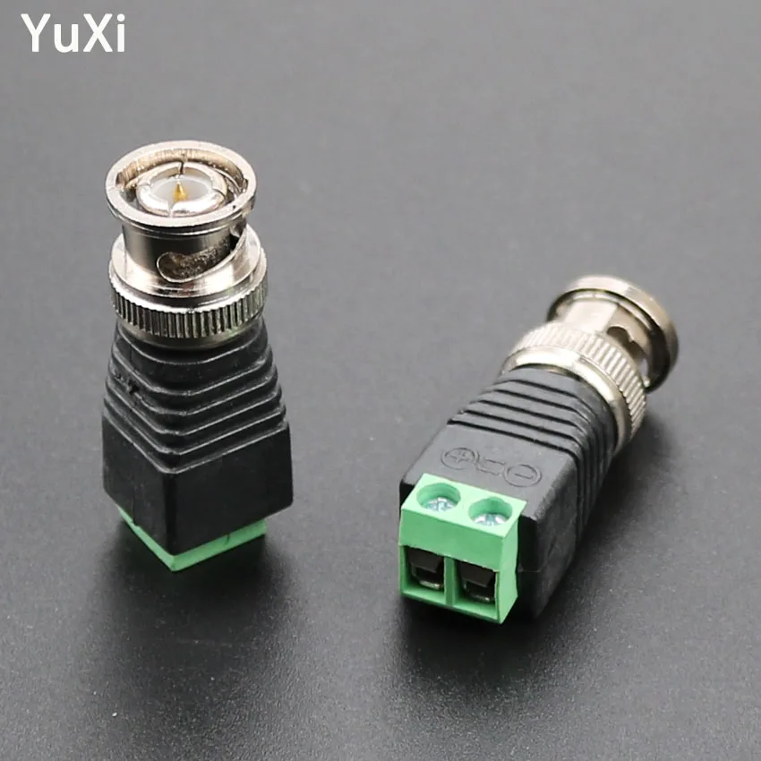 YuXi BNC Male Connector Socket Coax CAT5 Adapter Plug Security System Accessories DC Surveillance for CCTV Camera Video Balun K8 |