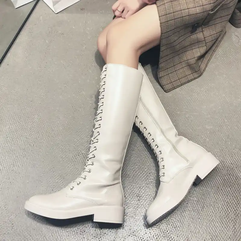 womens knee high white boots