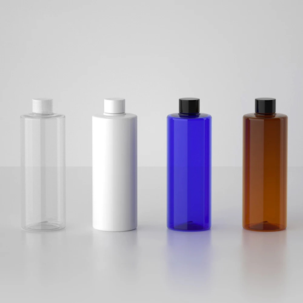 

12pcs 500ml empty transparent white blue brown plastic PET bottle Cosmetic container plastic bottle cap Liquid plug