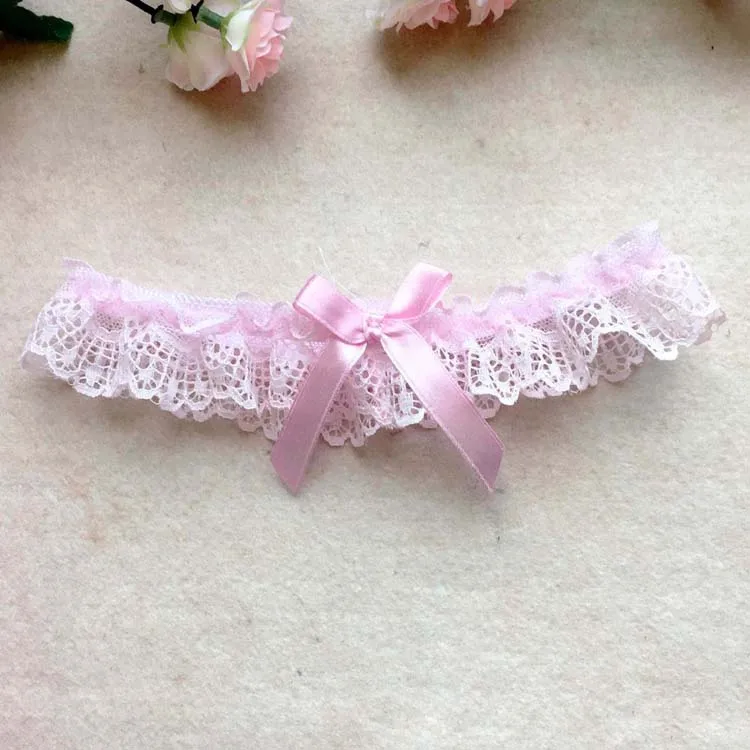 С фабрики, сексуальная растягивающаяся Кружевная аппликация, Свадебный комплект с поясом для подвязок, пояс для подвязок с бантом ручной работы - Цвет: pink