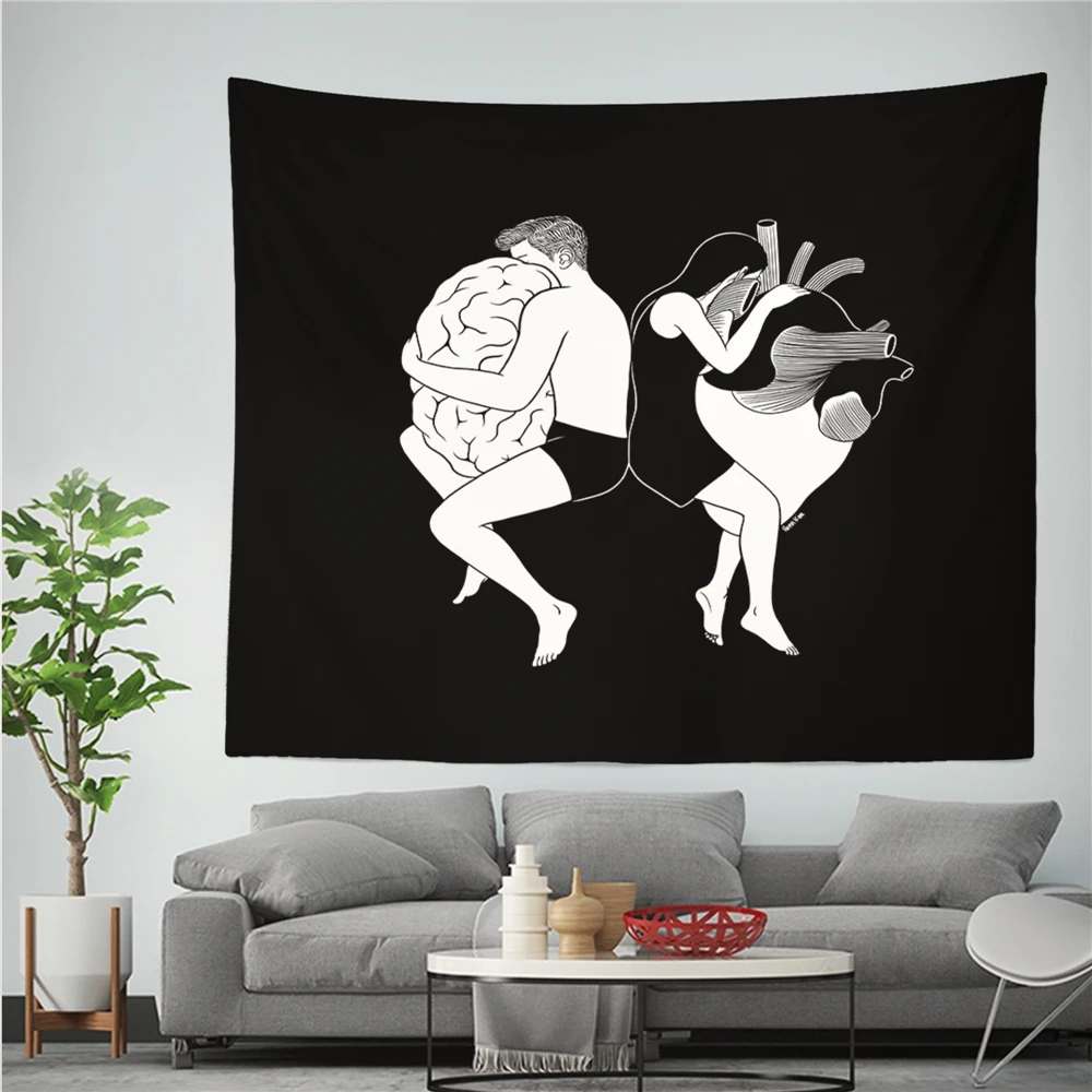 

Black And White Style Tapestry Girl Pattern Printed Polyestry Wall Hanging Tapestries Bedroom Background Home Decor Tapestry