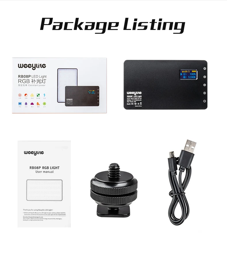  VILTROX Weeylife RB08P Mini Video LED Light RGB 2500-8500K Portable Fill Light Built-in Battery for
