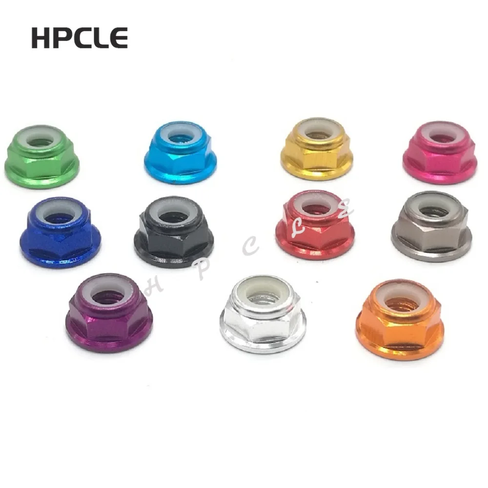 10pcs M2 M2.5 M3 M4 M5 M6 Colorful Aluminum Alloy Flange Hex Nylon Lock