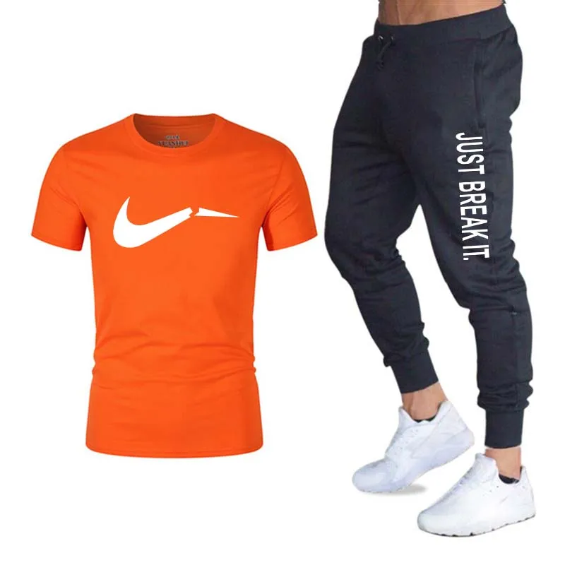 men'sBrand спортивной мужской костюм Бег футболка дамы спортивные костюмы+ летние туфли для бега трусцой фитнес-брюки спортивные - Цвет: Photo Color 5