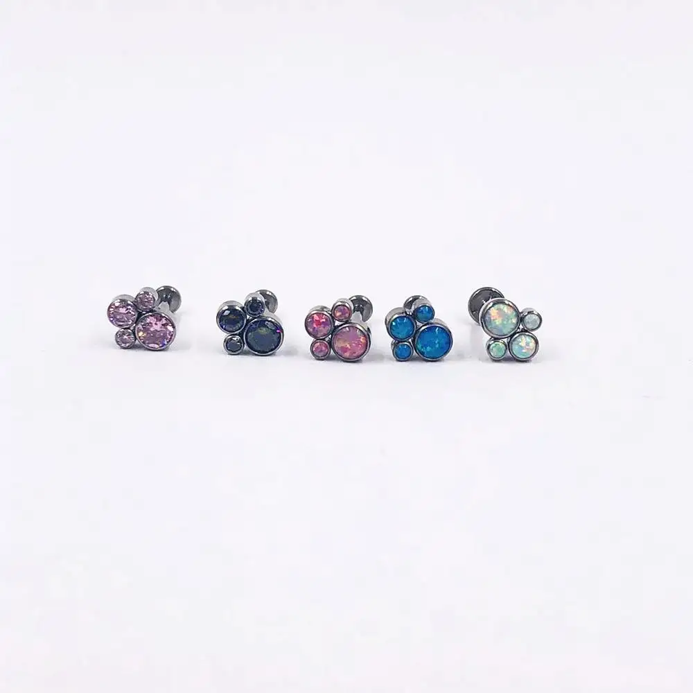 1Pc Titanium&Steel bar Opal CZ Gem Labret Monore Lip Stud Ring Piercing Jewelry Ear Tragus Helix Cartilage Zircon Earring Stud - Image 4