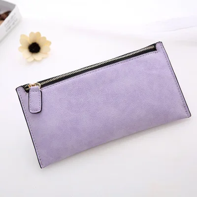 Women's Long Leather Wallet - Simple Style Coin and Card Holder