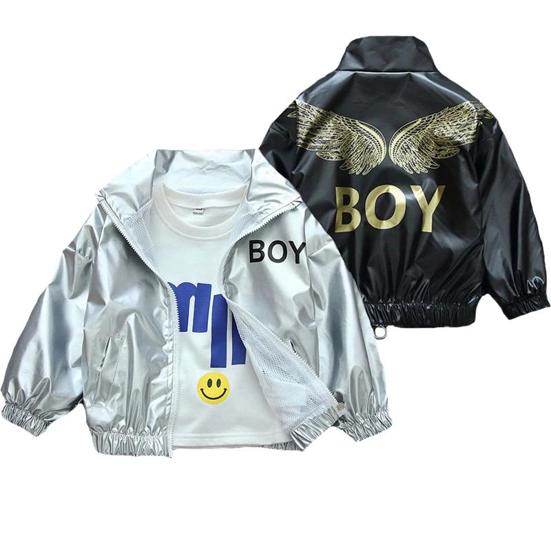 

Autumn Boys Coats Wings Decoration Boy Letter Handsome Jacket For Kids Children Windbreaker Outerwear Birthday Present