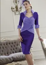 

free shipping robe de soiree 2016 new gorgeous beaded vestido de madrinha purple chiffon Mother of the Bride Dresses with jacket