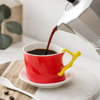 

Personalized Modern Office Ceramic Tea Coffee Cup Handmade Ceramic Espresso Cups Tazas Textured Porcelain Tea Coffee Cup MM60BYD