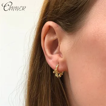 

CANNER Small Disc Pendant Stud Earrings for Women Geometric Circle 925 Sterling Silver Earrings Korean Piercing Huggie Jewelry