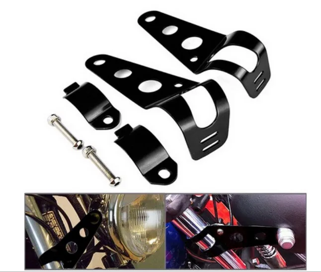 

New 1 Pair Stainless Steel Motorcycle Headlight Bracket Universal Mount Stand Support Motorcycle Accessories Black/Sliver