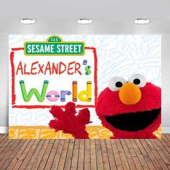 

Background Photography Photo Backdrop DIY Sesame Steet Red Elmo World Birthday Party Frame Baby Shower Newborn Birthday Party