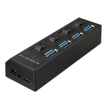 

4 ports USB 3.0 HUB Splitter Adapter + cable and power supply UK EU plug Travel
