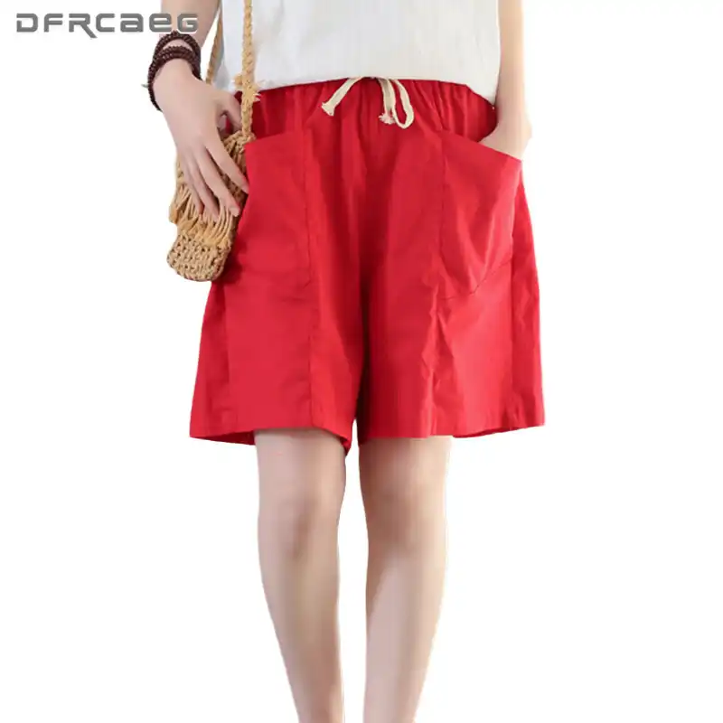 womens bermuda shorts elastic waistband