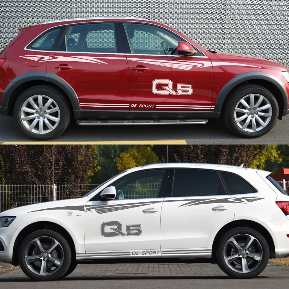 2 шт. для Audi Q5 наклейки для боковой двери автомобиля виниловая пленка авто Спорт Гонки наклейки светоотражающие украшение Стайлинг Тюнинг автомобиля аксессуары