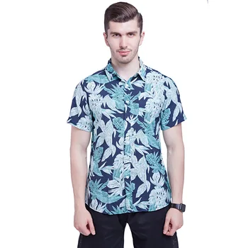 

Men's Short-sleeved Shirts Beach Short-sleeved Printed Tencel Cotton Shirt for Men Plus Size Men's Beach Shirt Men Shirts