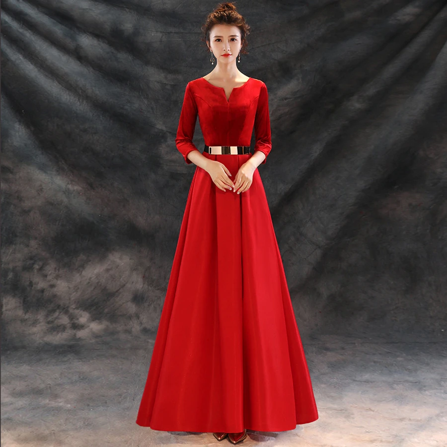Vestido de Festa Longo настоящая фотография, длинное вечернее платье с красным поясом и поясом, недорогие вечерние платья Robe De Soiree Longue