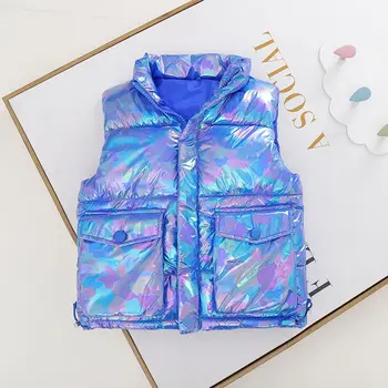 

2020 Autumn Winter Children Vest Dazzling Thick Warm Cotton Vest For Girl 3-9 Years Kids Waistcoat Boys Sleeveless Jacket