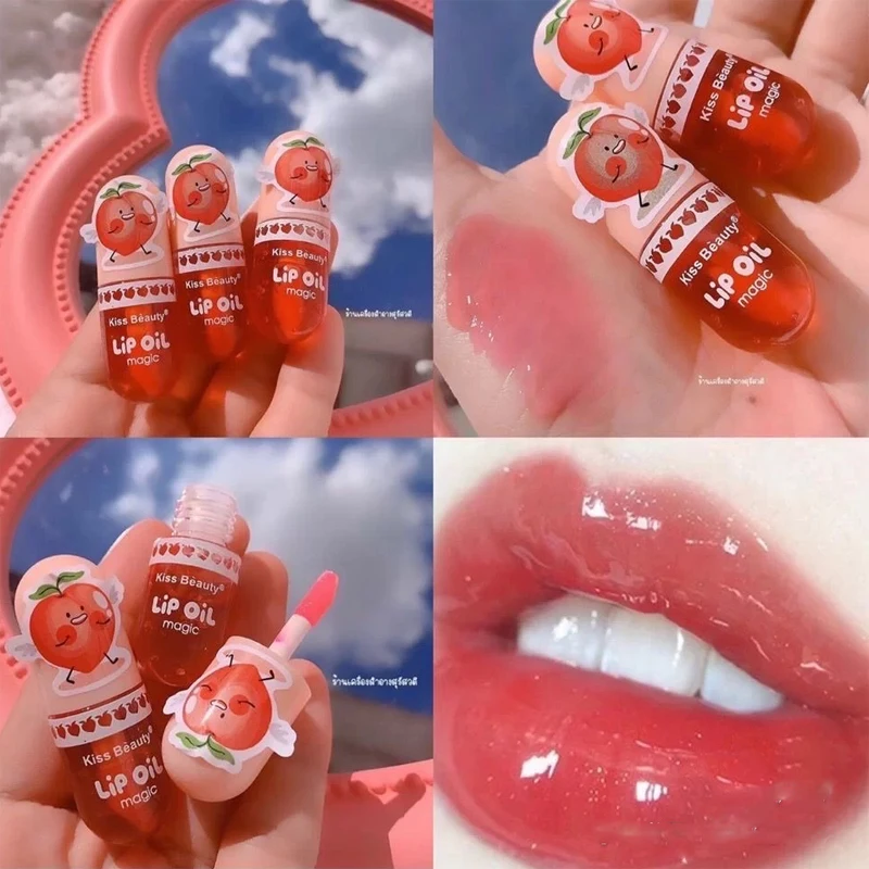 Moisturizing Lip Gloss Peach Waterproof Glossy Long Lasting Not Sticky Natural Korea Lip Tint Daily Makeup Primer Plumper