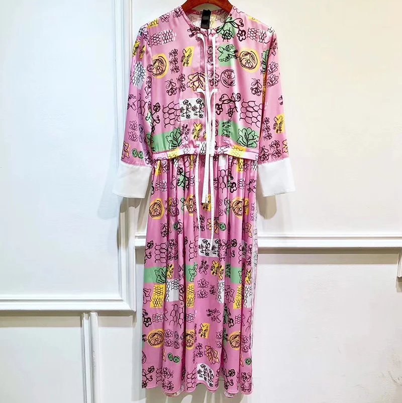 Женские длинные платья элегантное розовое летнее платье с принтом Vestidos Feminino