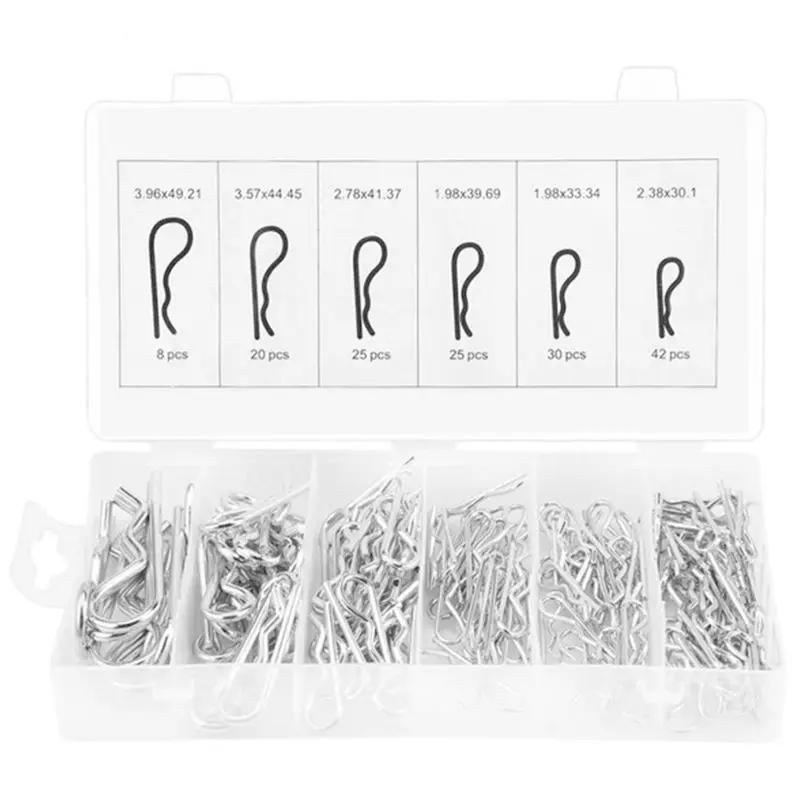 

1 Set of 150Pcs R Cotter Pins Tractor Pin Clips with Plastic Box Assortment Kit Split Cotter Pins Kit Set Fastener Pins 6 Sizes