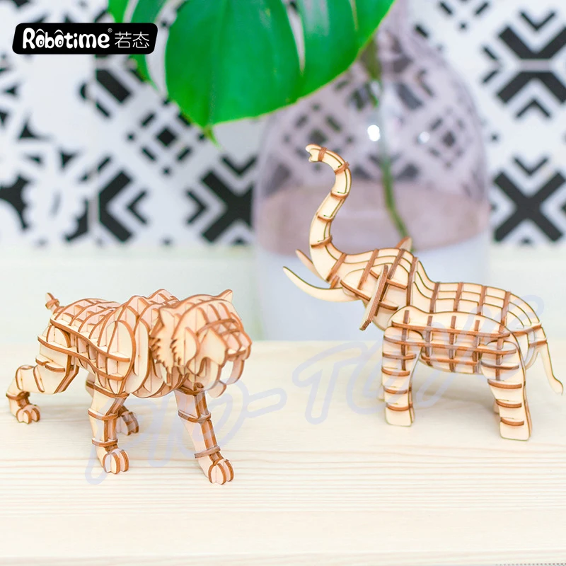 Рождественский подарок милые животные 3D деревянные пазлы DIY обучающая игра Обучающие легко собрать игрушки дети ручной работы украшения подарок