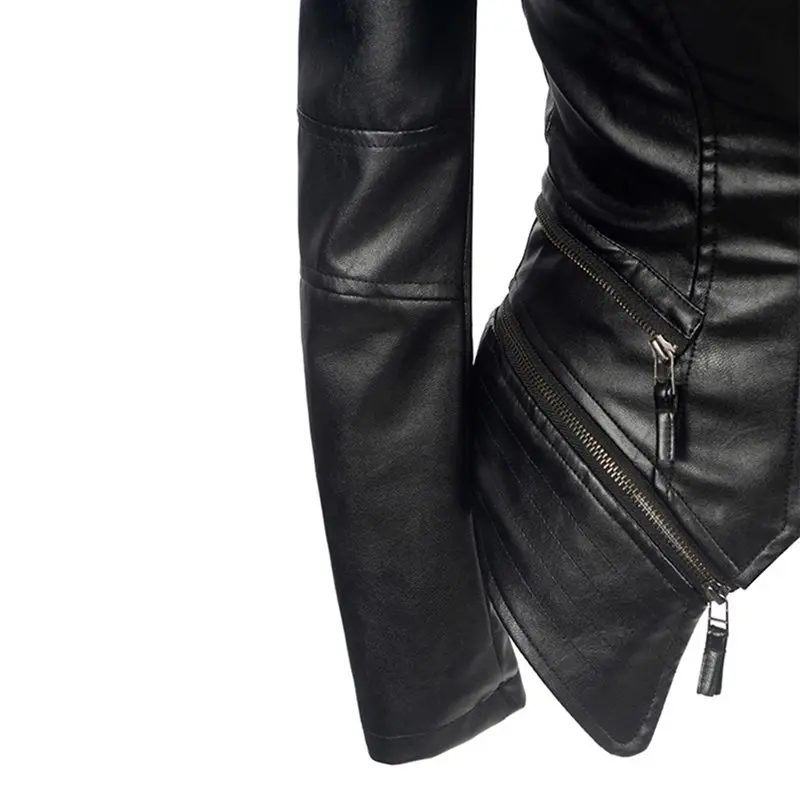 Женская куртка черная мотоциклетная верхняя одежда 2019 Готическая верхняя одежда искусственная кожа полиуретан куртка Готическая леди