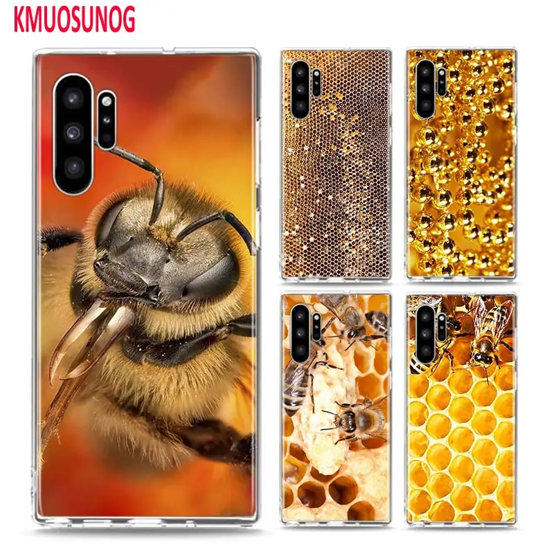 

Soft TPU Cover Golden honeycomb bee for Samsung Galaxy Note 10 10Plus 9 8 S10 S10E S9 S8 Plus S7 S6 Edge Phone Case