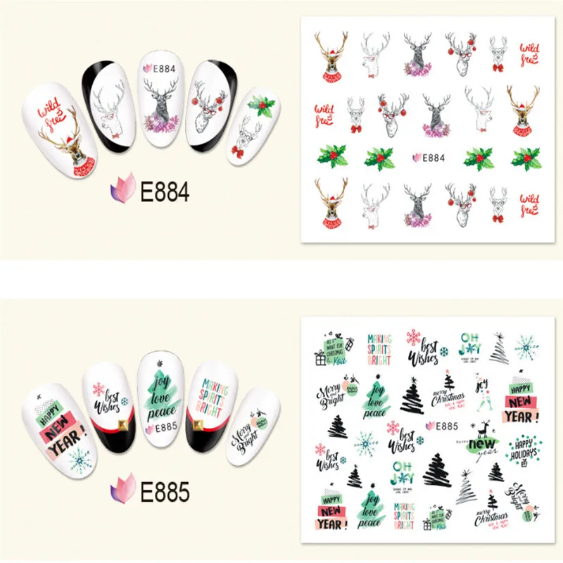 Navidad клейкая Рождественская наклейка для ногтей Рождественское украшение DIY мультяшная красивая наклейка Санта-натальный год Navidad-S