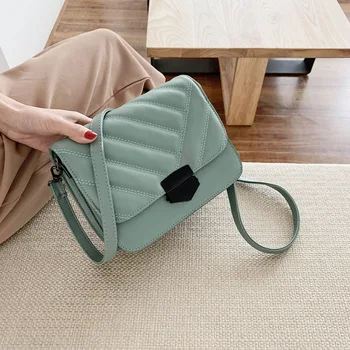 

2020 New Fashion Women Thread PU Leather Flap Chain Crossbody Bag Ladies Handbags Women Designer Bag Luxury Bag Sac A Main Femme