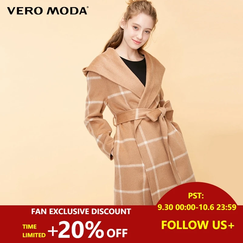 

Vero Moda Women's 64% Wool Plaid Hooded Double-Faced Coat | 318427516