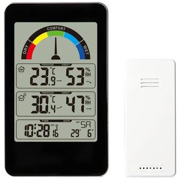 

Hot Weather Station Thermometer Digital Alarm Clock Wall Outdoor Indoor Street Electronic Hygrometer Comfort Indication