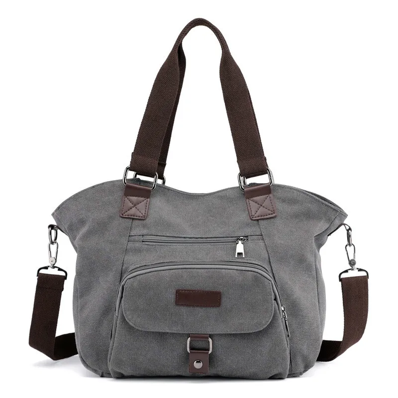 

Canvas Lightweight Handbag Retro Casual Ladies Handbag Solid Color Cloth Bag Large Capacity Single Shoulder Messenger Bag