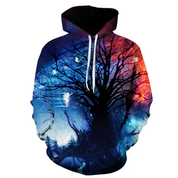 

2020 new fashion men and women 3D printed tree hoodie unisex unisex pullover hoodie space galaxy hooded sportswear