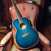 OM гитара Глянцевая синяя отделка Сандерс деревянная акустическая гитара Заказная Акустическая Электрогитара s