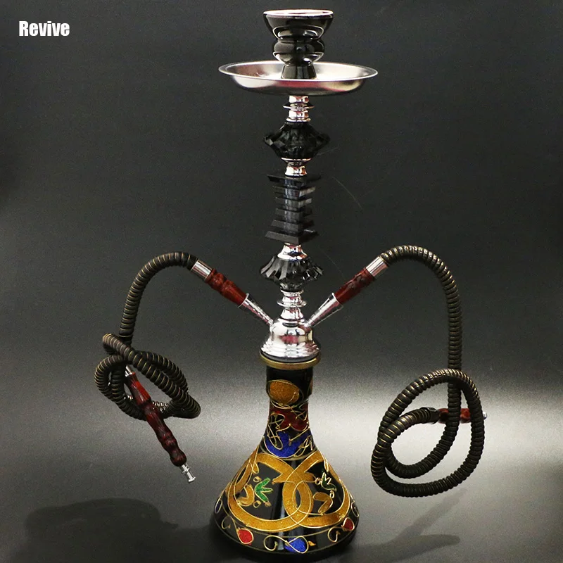 Revive 4 Color Options Narguile Hookah Complete Set Chicha 2 Hoses Glass Nargile Ceramic Bowl 51cm Shisha Smoking Water Pipe
