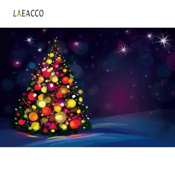 

Laeacco Merry Christmas Festivals Tree Bulb Dots Party Shiny Star Night Scenic Photo Background Photographic Backdrop Photocall