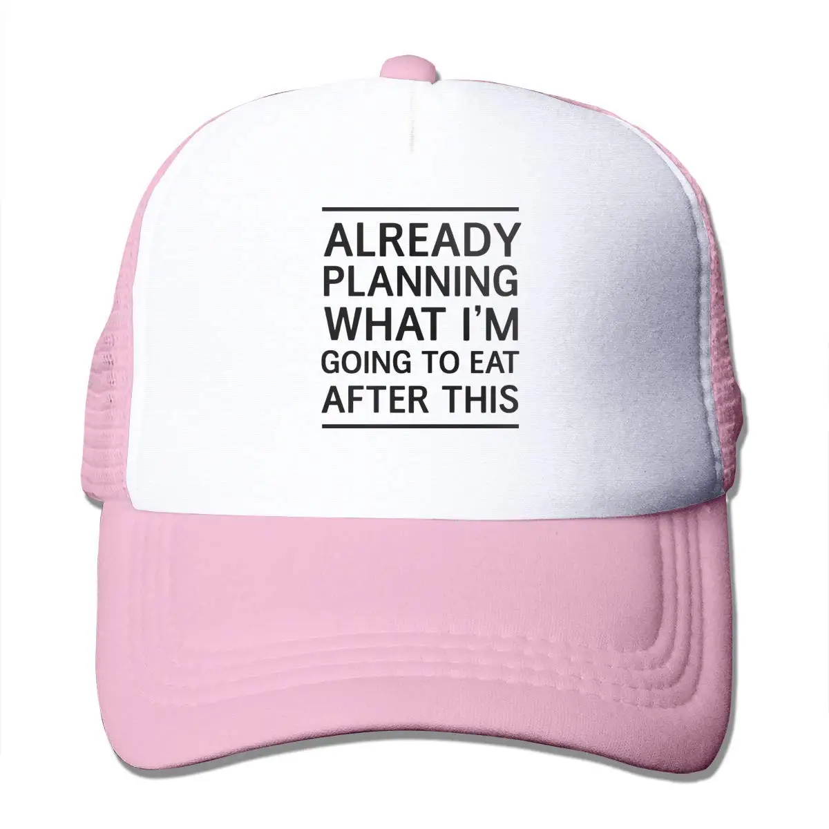 Уже планирую, что я буду есть после этой сетчатой бейсболки розового цвета