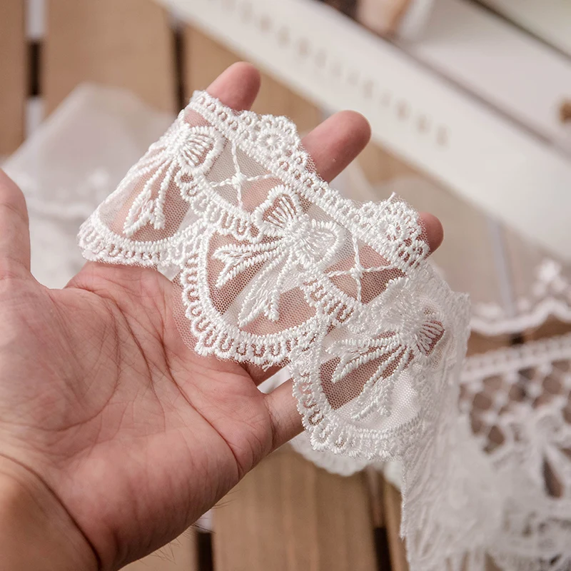Lace Ribbon Sewing Accessories 3D Butterfly Embroidery Fringe Trimmings For Dress Home Decorative DIY Crafts 2yards