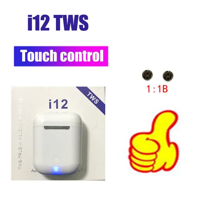 I12 tws Bluetooth наушники беспроводные наушники сенсорное управление наушники 3D объемный звук и чехол для зарядки iPhone Android телефон - Цвет: i12-B auto window