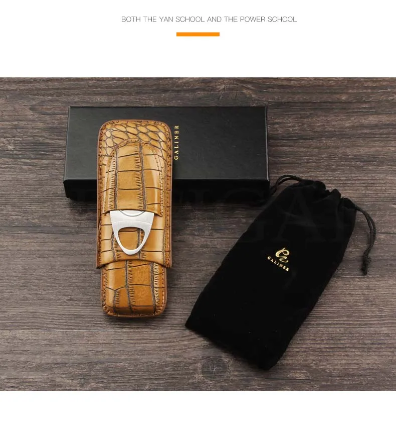Кожаный Портсигар для путешествий Humidor портативный карманный 2 Держатель для сигары трубка для Cohiba сигары коробка для хранения W/Sigaar резак
